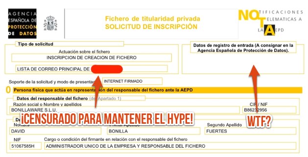 Solicitud de inscripción de fichero para la LOPD